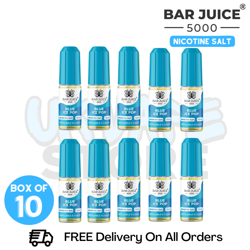 Shop Blue Ice Pop Bar Juice 5000 Nicotine Salt Pack Of 10 - UK Vape Store