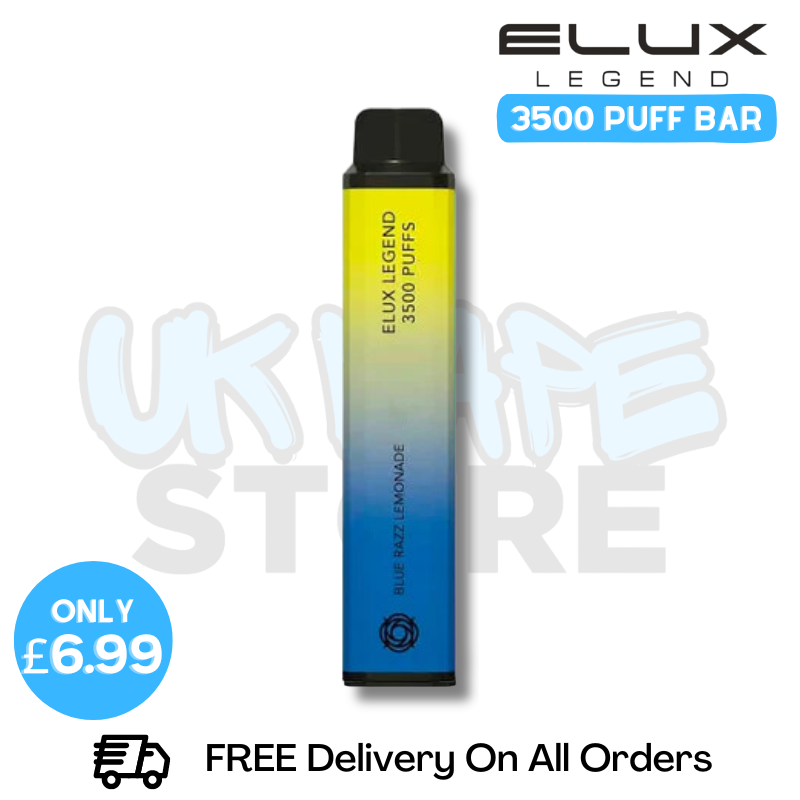 Shop Blue Razz Lemonade Elux Legend 3500 Puff Vape Kit - ONLY £6.99 - UK Vape Store