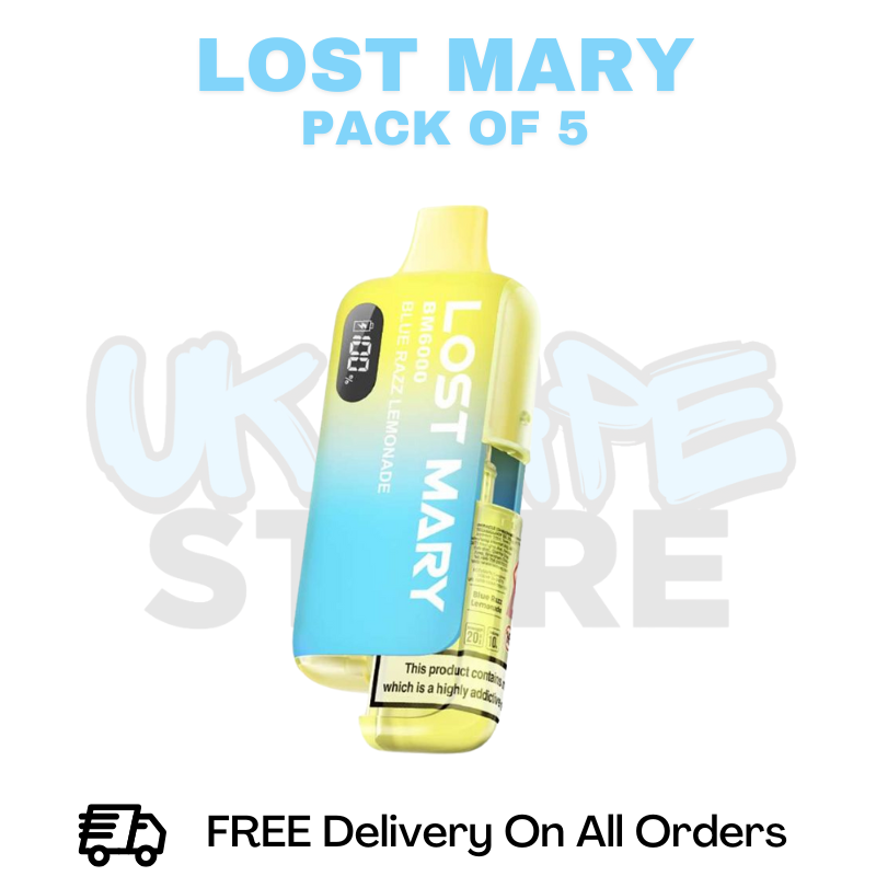 Buy Online Blue Razz lemonade Lost Mary BM6000 6K Puff Box Of 5