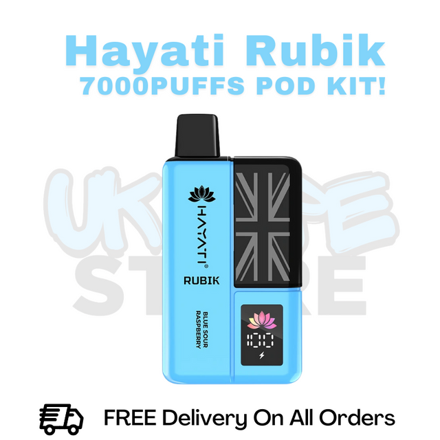 Buy Online Blue Sour Raspberry Hayati Rubik 7000 7K Puff Pod Kit - £6.99