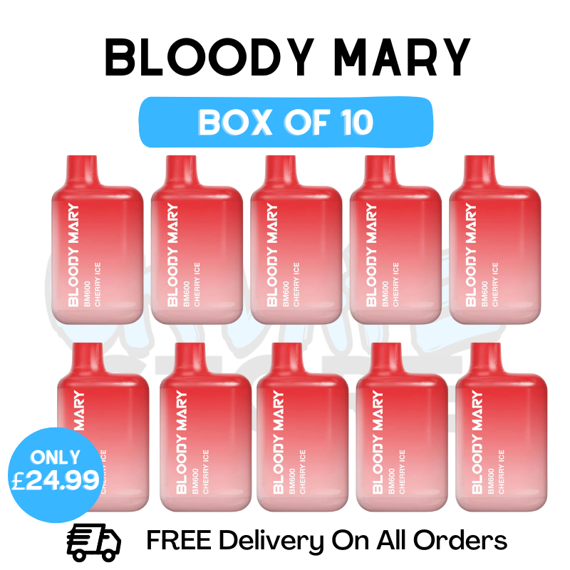 Shop Bloody Mary 600 Puff Cherry Ice Pack Of 10 - UK Vape Store