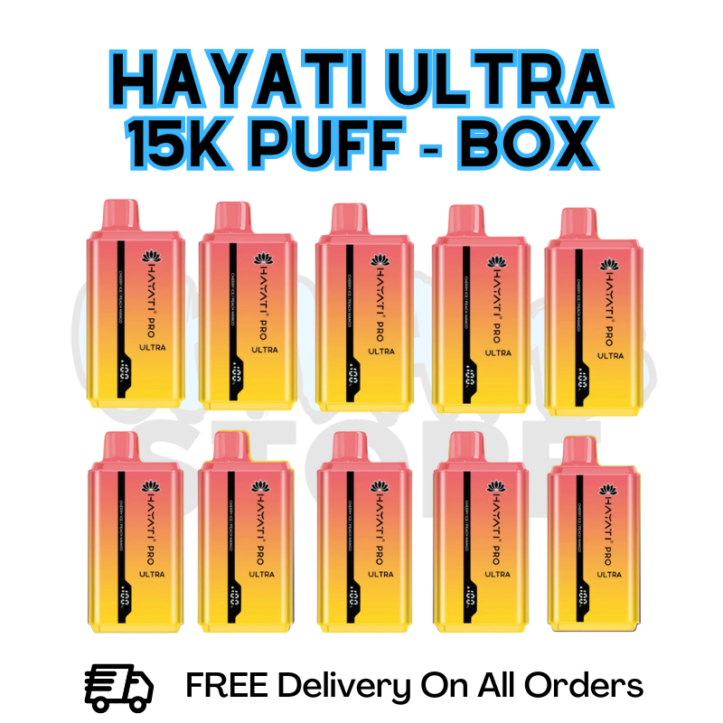 Buy Online Cherry Ice/ Peach Mango Hayati Pro Ultra 15K Puffs Box Of 10 - £85.99