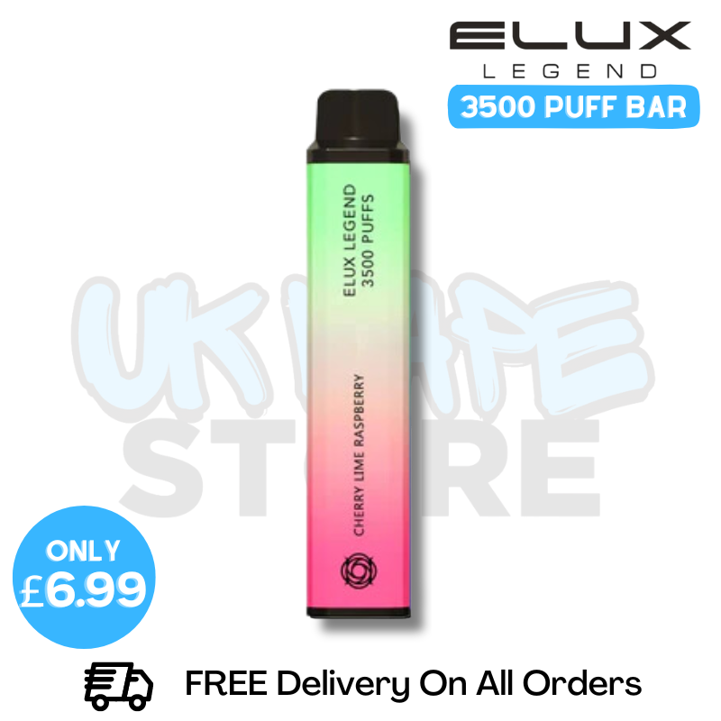 Shop Cherry Lime Raspberry Elux Legend 3500 Puff Vape Kit - ONLY £6.99 - UK Vape Store