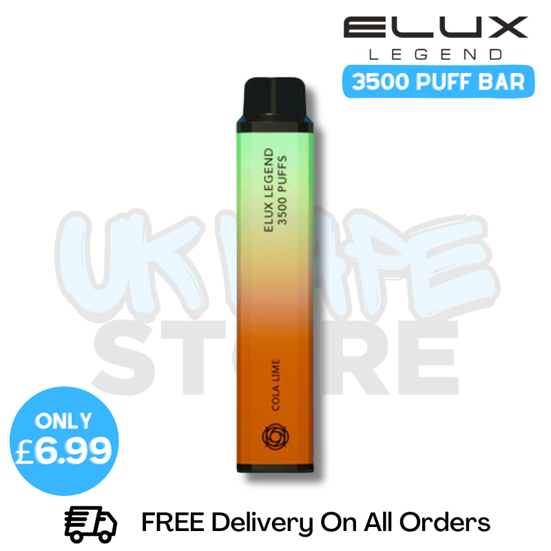 Buy Online Cola Lime Elux Legend 3500 Puff Vape Kit - ONLY £6.99 - UK Vape Store