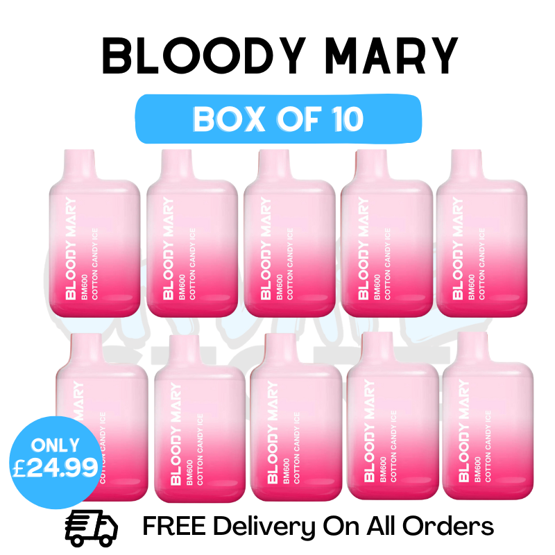 Buy Online Bloody Mary 600 Puff Cotton Candy Ice Pack Of 10 - UK Vape Store