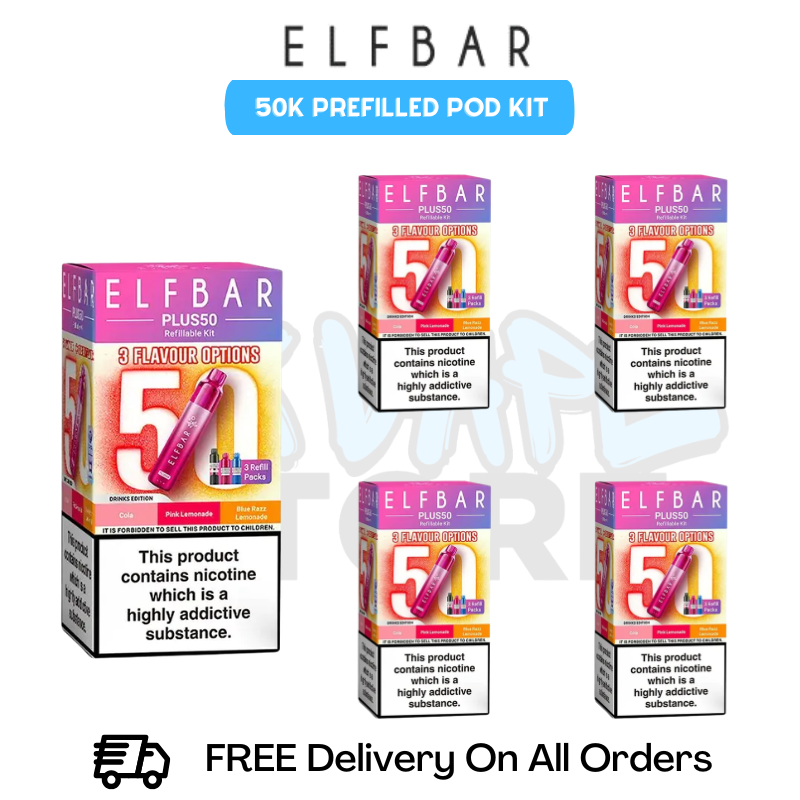 Drinks Edition Elf Bar Plus 50k Prefilled Pod Kit Box Of 5