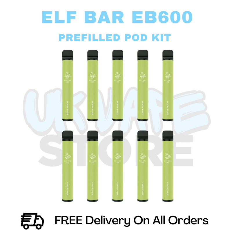 Shop Apple Peach ELF Bar EB600 Box Of 10 - UK Vape World
