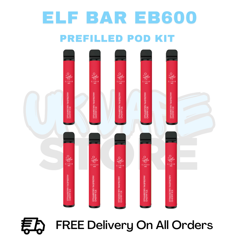 Buy Online Strawberry Raspberry Cherry ICE ELF Bar EB600 Box Of 10