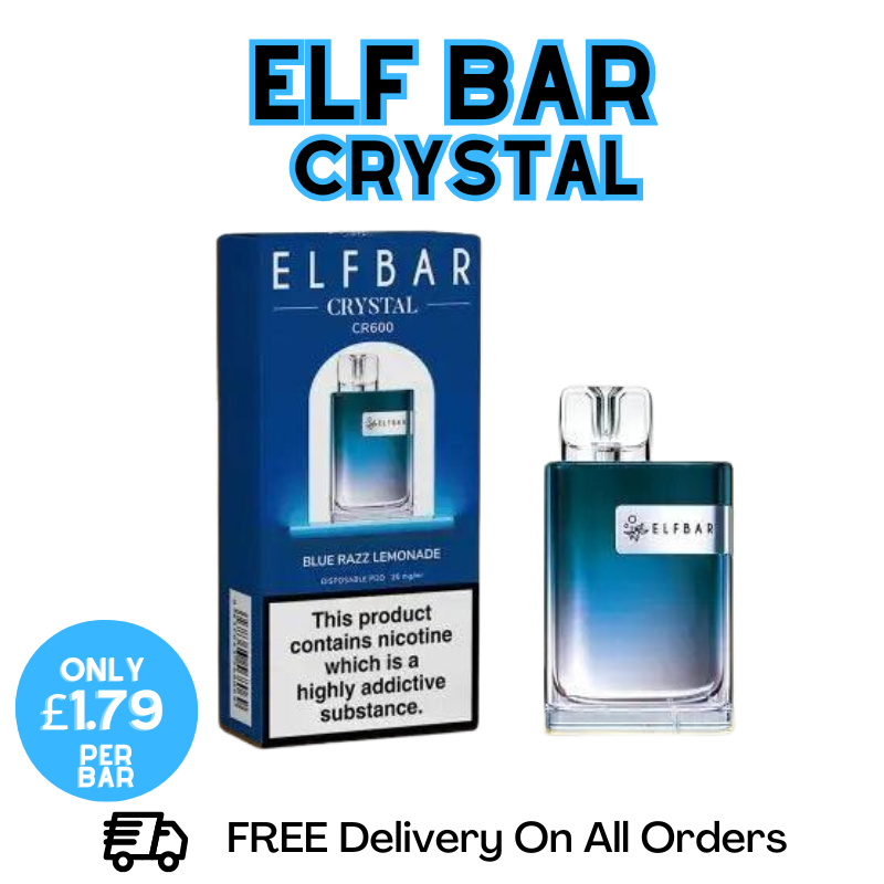 Buy Online Blue Razz Lemonade Elf Bar Crystal 600 Disposable Kit | ONLY £1.79 UK Vape Store