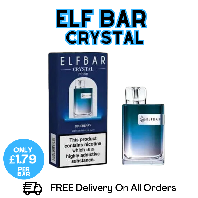 Buy Online Blueberry Elf Bar Crystal 600 Disposable Kit | ONLY £1.79 UK Vape Store