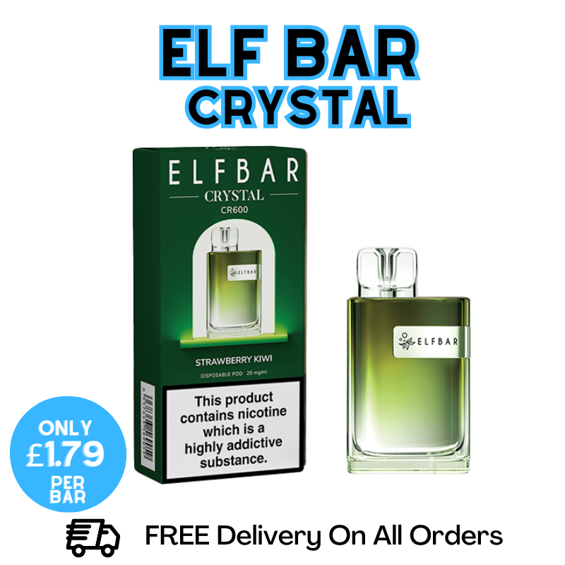 Buy Online Strawberry Kiwi Elf Bar Crystal 600 Disposable Kit | ONLY £1.79 UK Vape Store