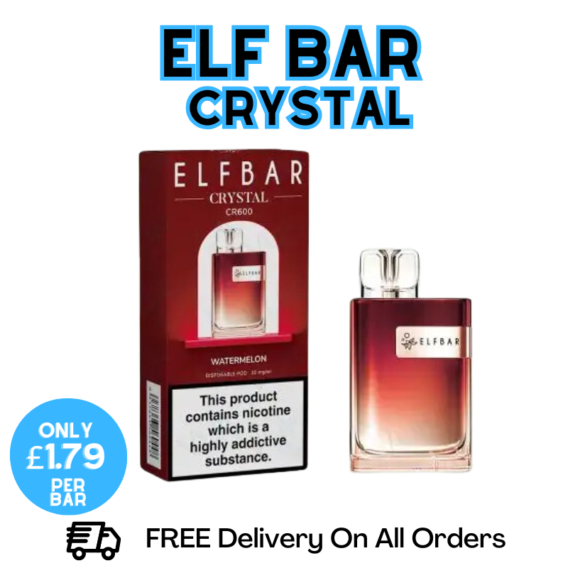 Buy Online Watermelon Elf Bar Crystal 600 Disposable Kit | ONLY £1.79 UK Vape Store