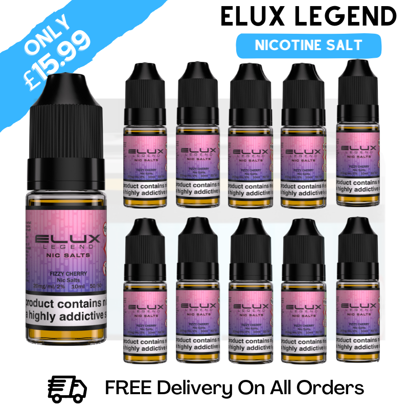 Buy Online Fizzy Cherry Elux Legend Nicotine Salt Pack Of 10 - UK Vape Store