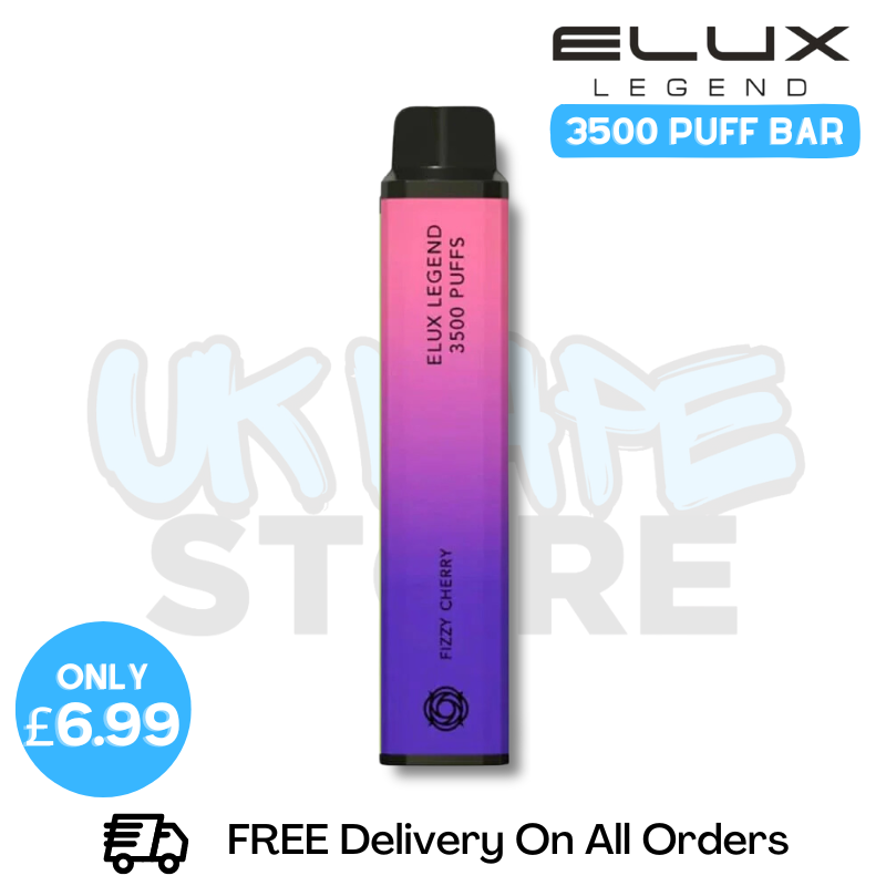 Shop Fizzy Cherry Elux Legend 3500 Puff Vape Kit - ONLY £6.99 - UK Vape Store