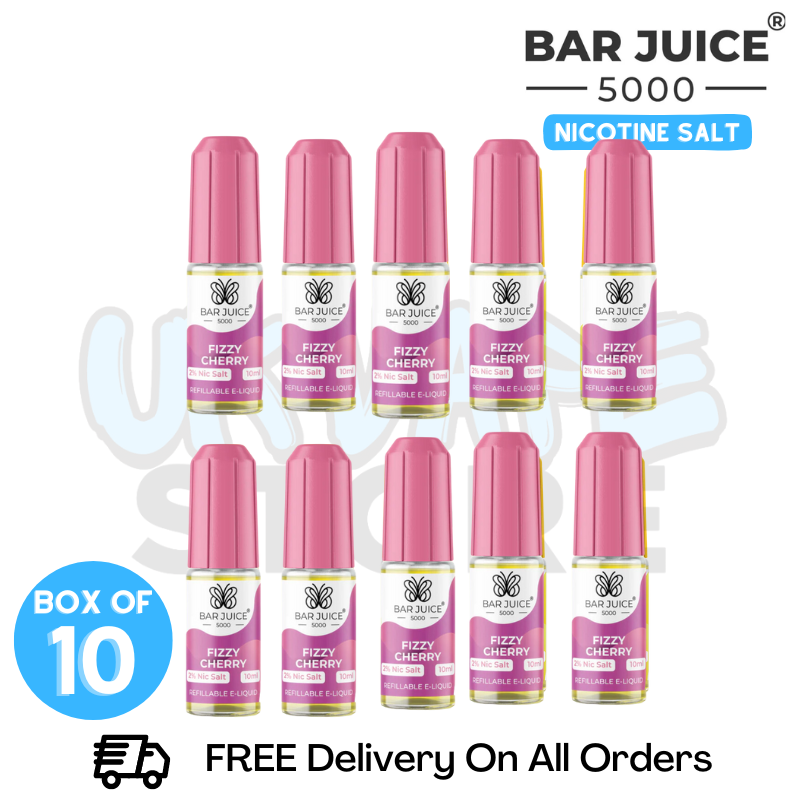 Shop Fizzy Cherry Bar Juice 5000 Nicotine Salt Pack Of 10 - UK Vape Store