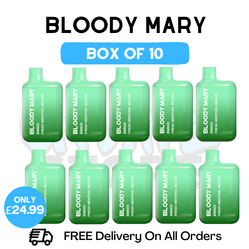 Buy Online Bloody Mary 600 Puff Fresh Menthol Mojito Pack Of 10 - UK Vape Store