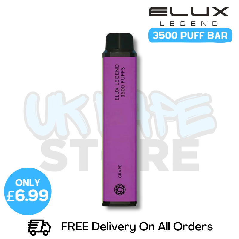 Buy Online Grape Elux Legend 3500 Puff Vape Kit - ONLY £6.99 - UK Vape Store