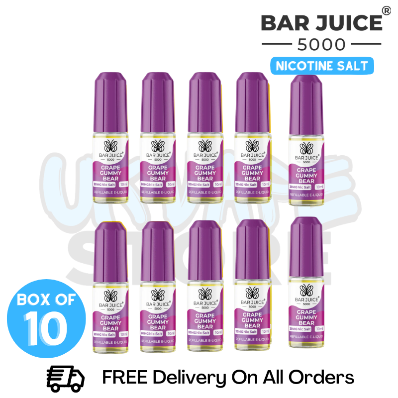 Buy Online Grape Gummy Bear Bar Juice 5000 Nicotine Salt Pack Of 10 - UK Vape Store