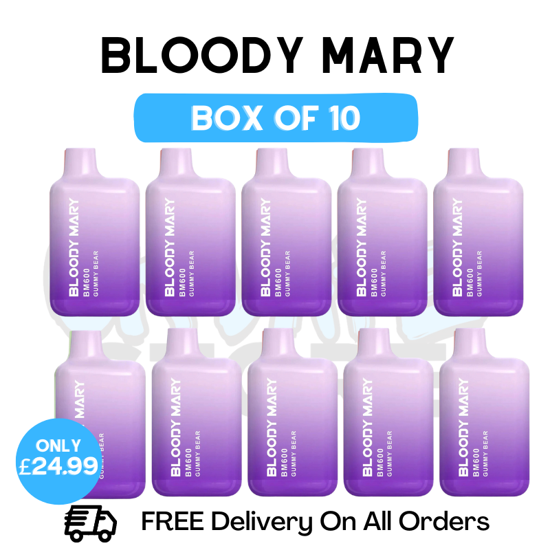 Buy Online Bloody Mary 600 Puff Gummy Bear Pack Of 10 - UK Vape Store