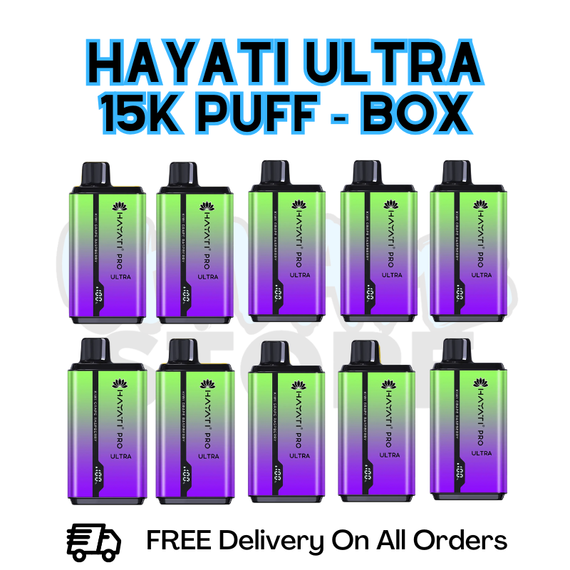 Buy Online Kiwi Grape Raspberry Hayati Pro Ultra 15K Puffs Box Of 10 - £85.99