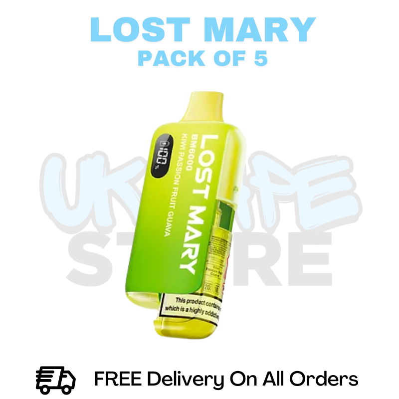 Buy Online Kiwi Passionfruit Guava Lost Mary BM6000 6K Puff Box Of 5