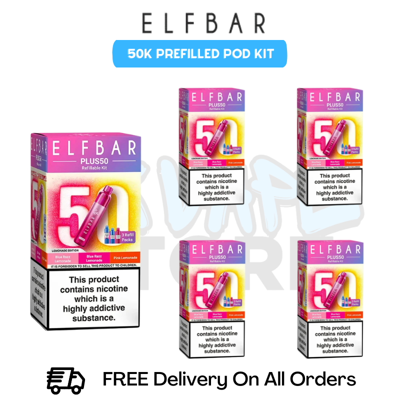 Lemonade Edition Elf Bar Plus 50k Prefilled Pod Kit Box Of 5