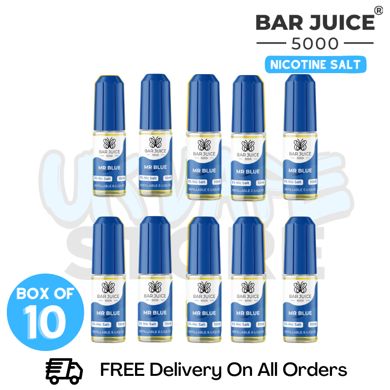 Shop Mr Blue Bar Juice 5000 Nicotine Salt Pack Of 10 - UK Vape World
