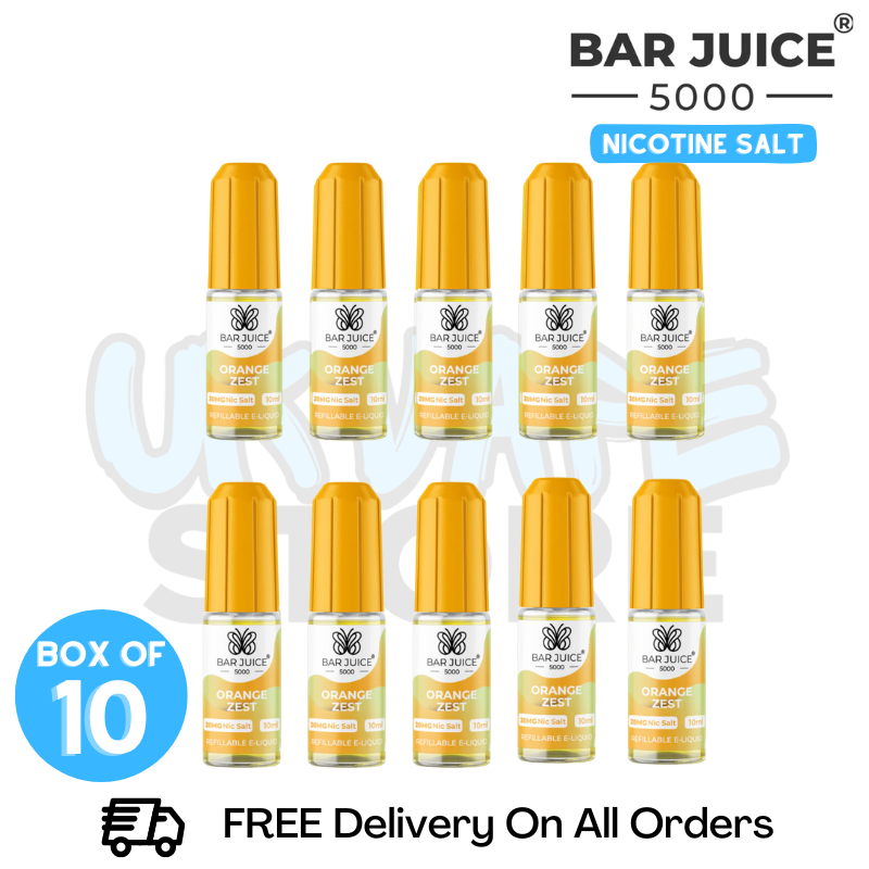 Shop Orange Zest Bar Juice 5000 Nicotine Salt Pack Of 10 - UK Vape Store