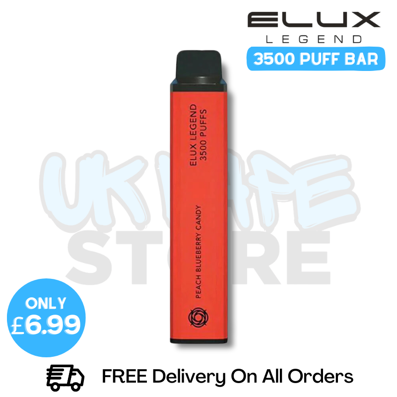 Shop Peach Blueberry Candy Elux Legend 3500 Puff - UK Vape World