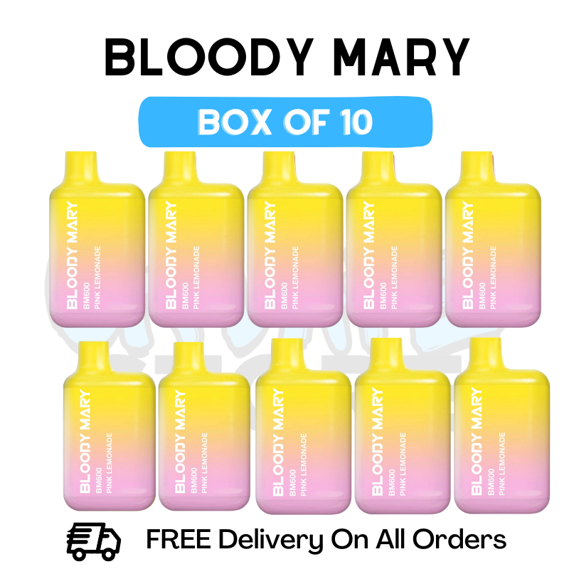 Shop Bloody Mary 600 Puff Pink Lemonade Pack Of 10 - UK Vape Store
