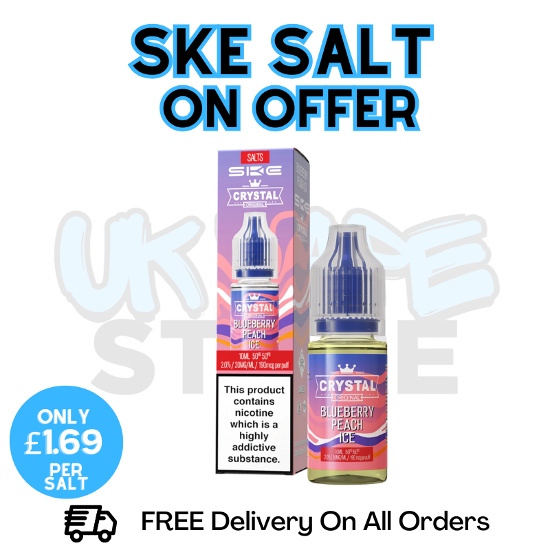 Shop Blueberry Peach Ice SKE Crystal Nic Salt | ONLY £1.69 | Lowest Price - UK Vape World
