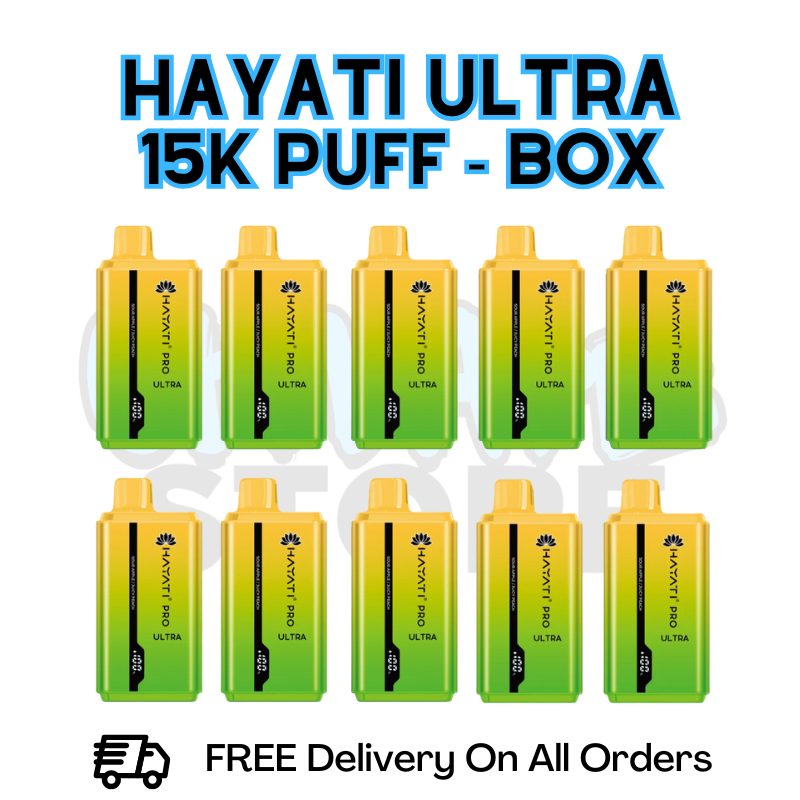 Buy Online Sour Apple/ Juicy Peach Hayati Pro Ultra 15K Puffs Box Of 10 - £85.99