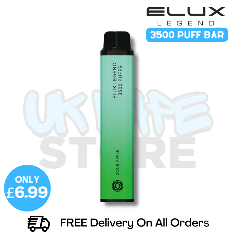 Shop Sour Apple Elux Legend 3500 Puff Vape Kit - ONLY £6.99 - UK Vape World