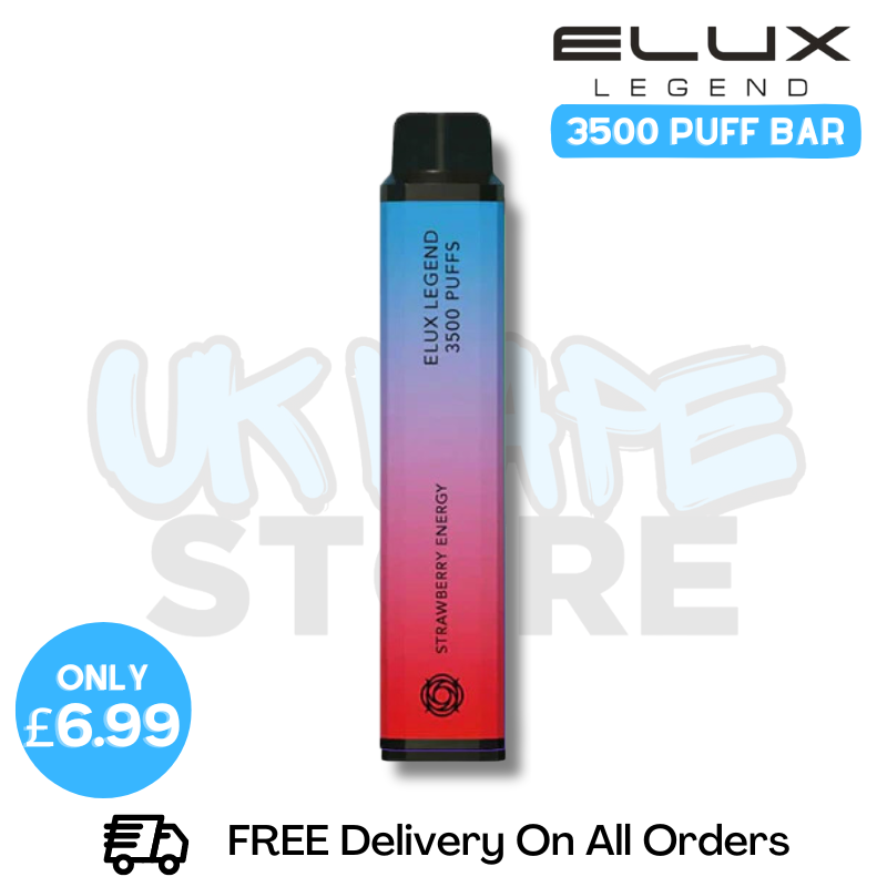 Shop Strawberry Energy Elux Legend 3500 Puff Vape Kit - ONLY £6.99 - UK Vape Store