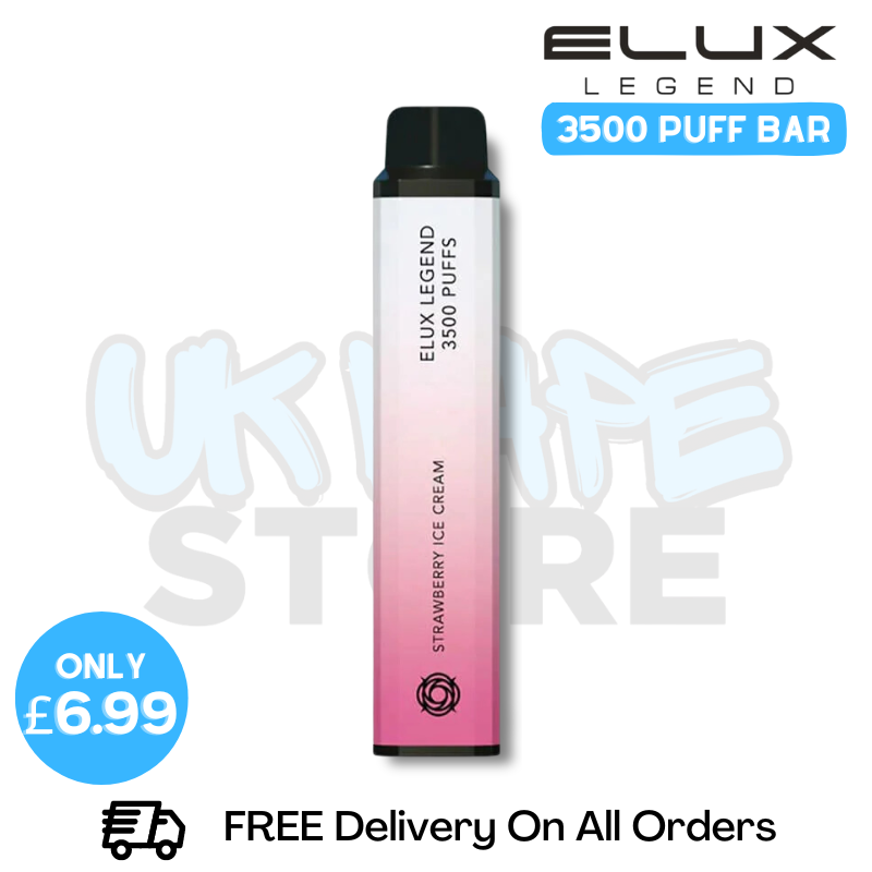 Shop Strawberry Ice Cream Elux Legend 3500 Puff Vape Kit - ONLY £6.99 - UK Vape Store
