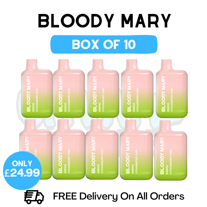 Shop Bloody Mary 600 Puff Strawberry Kiwi Pack Of 10 - UK Vape Store
