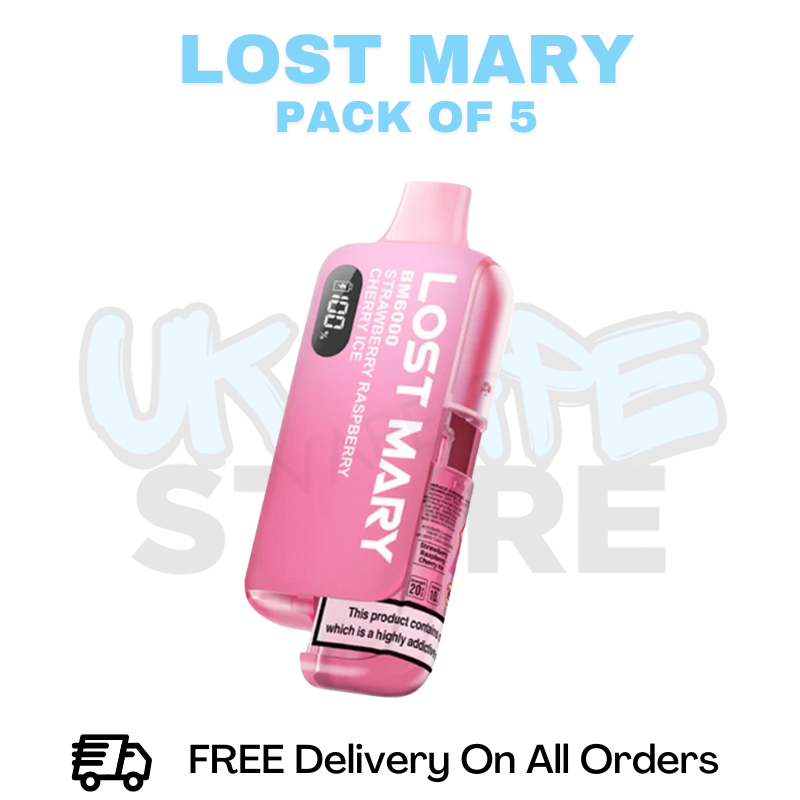 Buy Online Strawberry Raspberry Cherry Ice Lost Mary BM6000 6K Puff Box Of 5