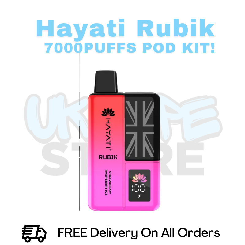 Buy Online Strawberry Raspberry Ice Hayati Rubik 7000 7K Puff Pod Kit - £6.99