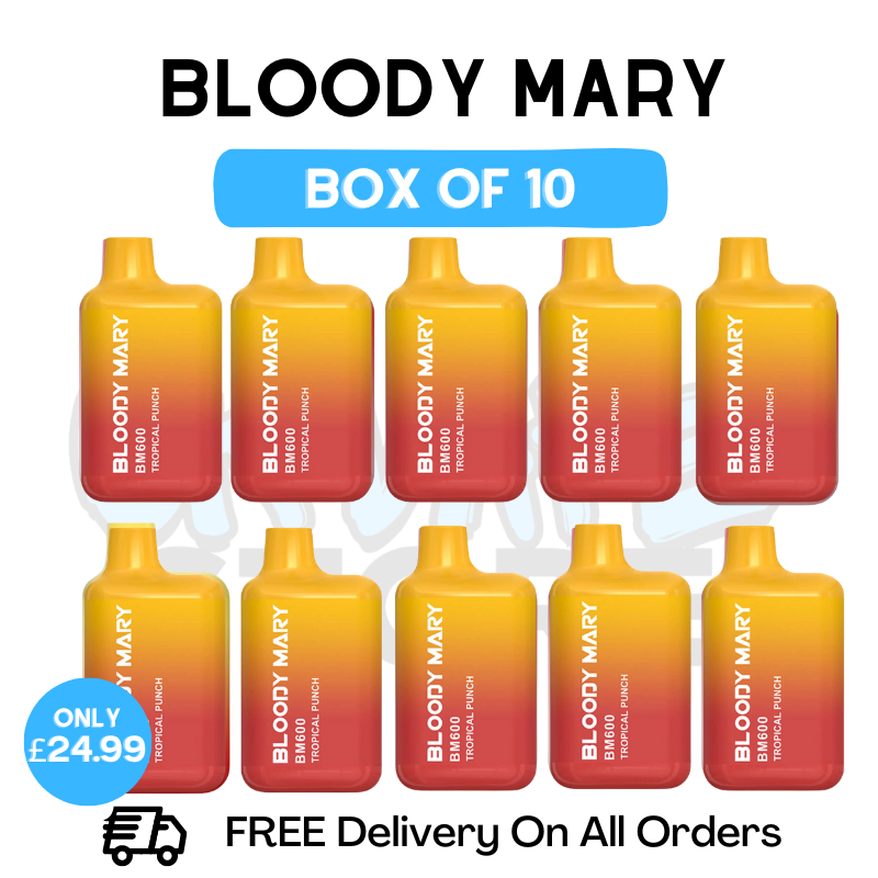 Shop Bloody Mary 600 Puff Tropical Punch Pack Of 10 - UK Vape Store