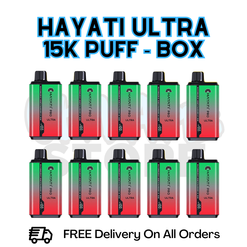 Buy Online Watermelon B'Gum /Strawberry B'Gum Hayati Pro Ultra 15K Puffs Box Of 10 - £85.99