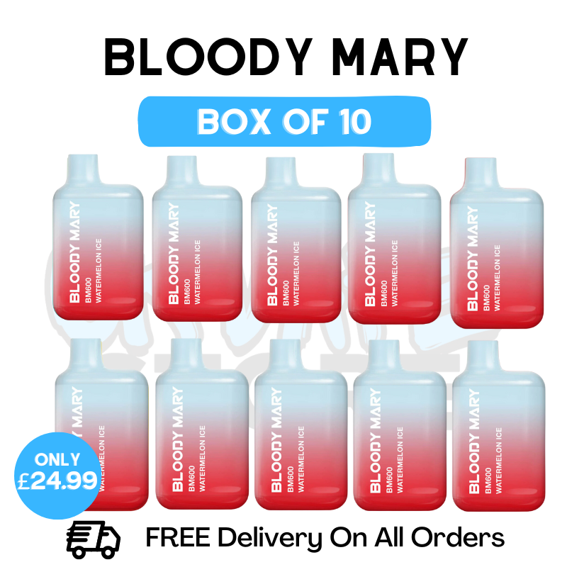 Buy Online Bloody Mary 600 Puff Watermelon Ice Pack Of 10 - UK Vape Store