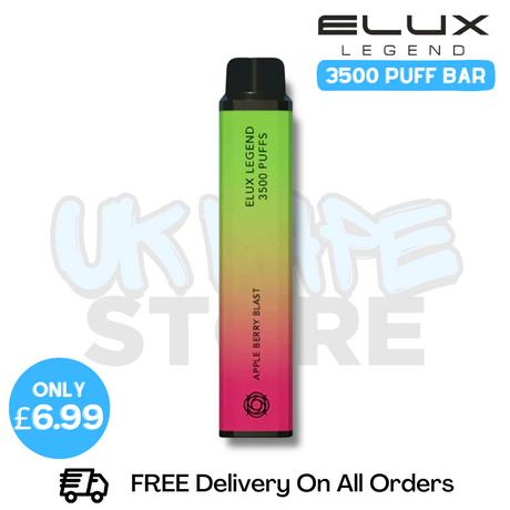 Buy Online Apple Berry Blast Elux Legend 3500 Puff Vape Kit - ONLY £6.99 - UK Vape Store