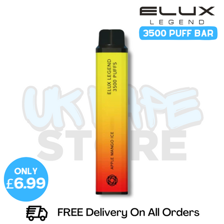 Buy Online Apple Mango Ice Elux Legend 3500 Puff Vape Kit - ONLY £6.99 - UK Vape Store