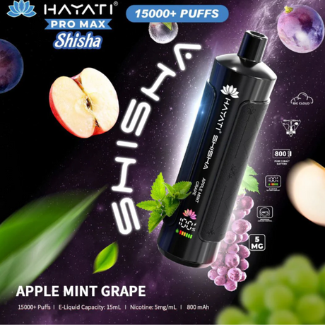 Shop Apple Mint Grape Hayati Shisha 15K Puff Vape Kit - UK Vape Store