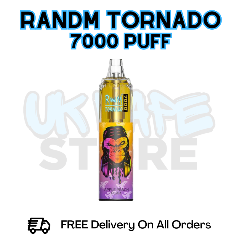 Buy Online Apple Peach Pear RandM Tornado 7K 7000 Puff Vape - £5.99