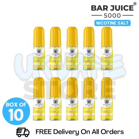 Buy Online Banana Ice Bar Juice 5000 Nicotine Salt Pack Of 10 - UK Vape Store
