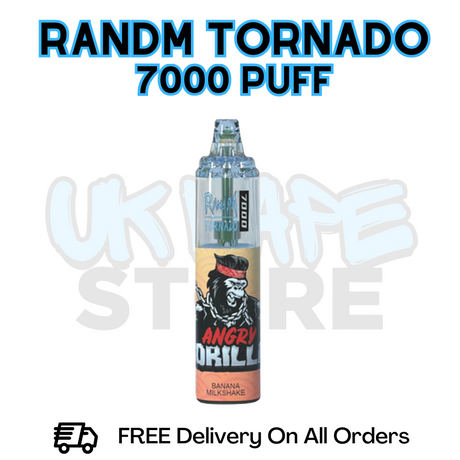 Buy Online Banana Mikshake RandM Tornado 7K 7000 Puff Vape - £5.99