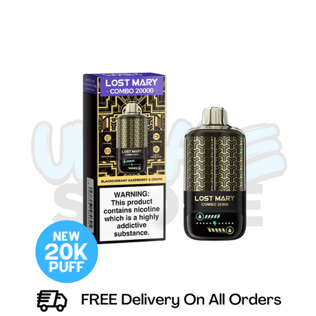Buy Online Blackcurrant Raspberry- Grape Lost Mary 20K Puff Puff Combo Kit