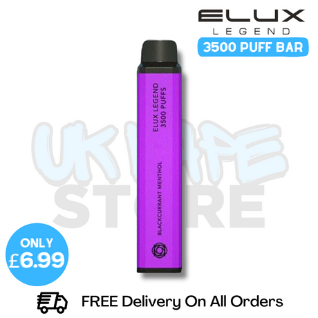 Buy Online Blackcurrant Menthol Elux Legend 3500 Puff Vape Kit - ONLY £6.99 - UK Vape Store