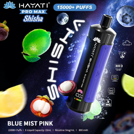 Buy Online Blue Mist Pink Hayati Shisha 15K Puff Vape Kit